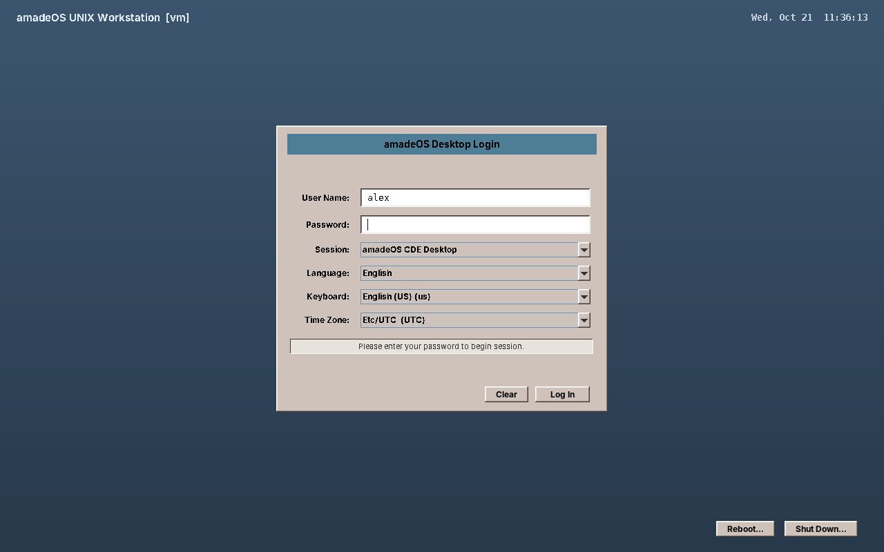 The login screen