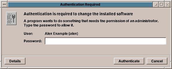 The administrator password dialog