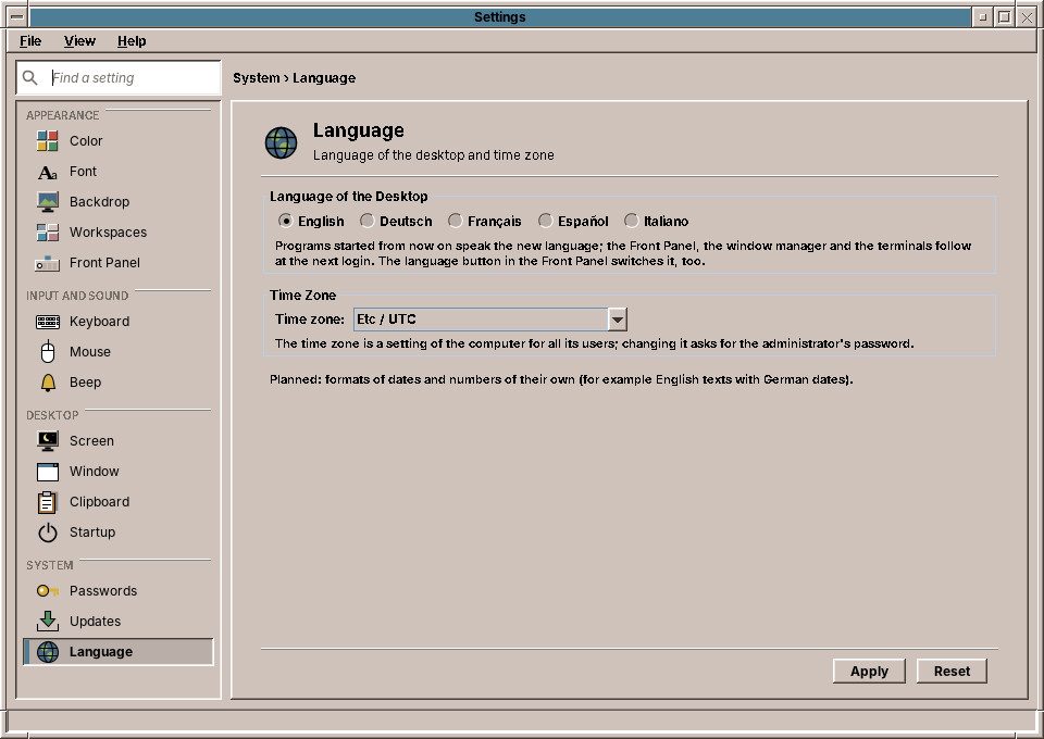 Settings: Language