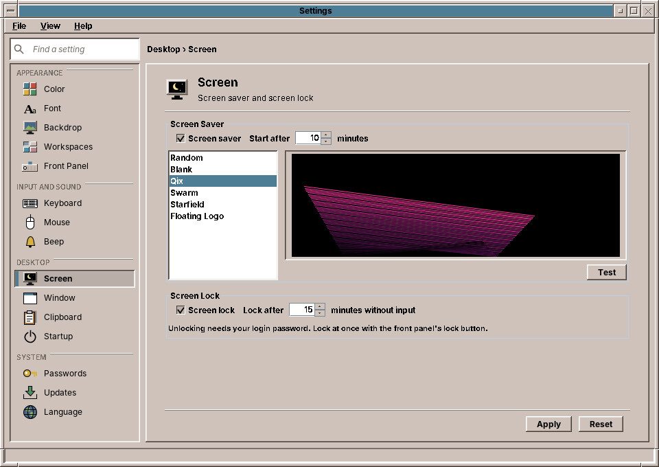 Settings: Screen