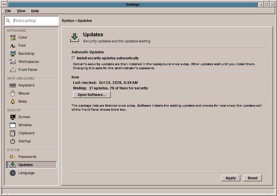Settings: Updates