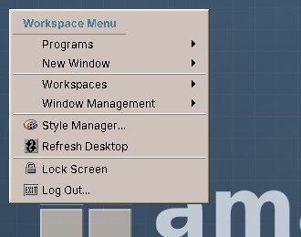 The workspace menu on the desktop